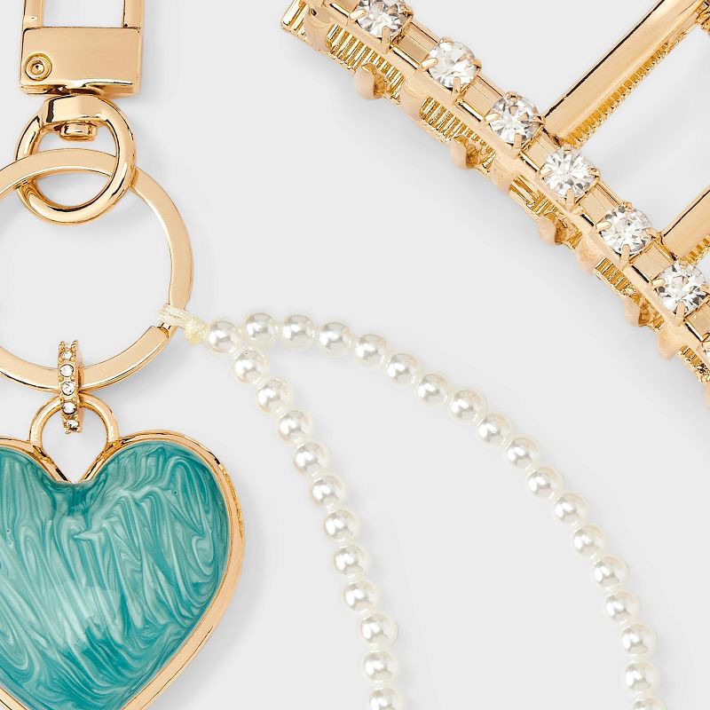 slide 4 of 4, Claw Hair Clip and Bag Charm Pearls - A New Day™ Gold, 1 ct