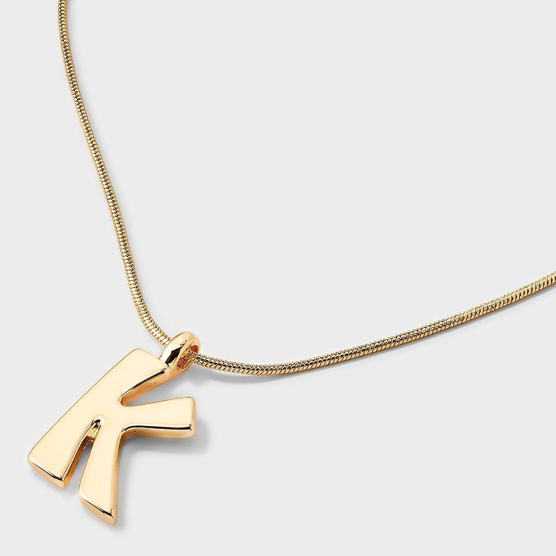 slide 4 of 4, Round Snake Chain "K" Initial Necklace- A New Day™ Gold, 1 ct