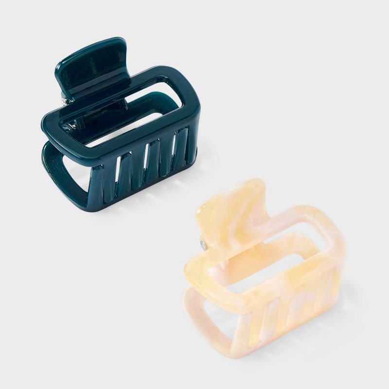 slide 3 of 4, Claw Hair Clip and Hair Twister Set 5 pc - A New Day™ Blue/Cream, 5 ct