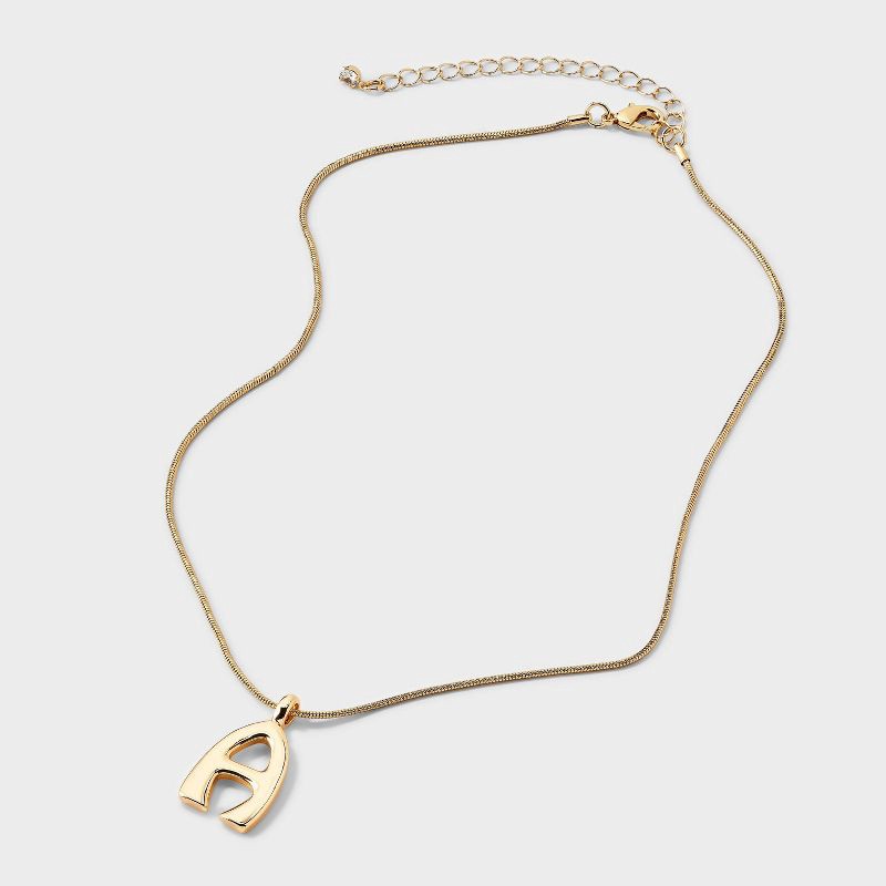 slide 3 of 4, Round Snake Chain "A" Initial Necklace- A New Day™ Gold, 1 ct