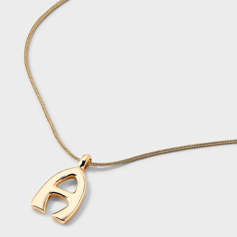 slide 4 of 4, Round Snake Chain "A" Initial Necklace- A New Day™ Gold, 1 ct