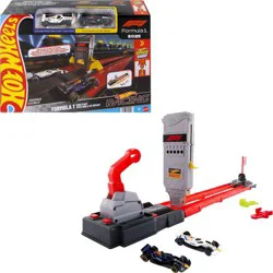 Hot Wheels Racing Formula 1 Grid Start Track Set and 2 Die-Cast F1 Cars in 1:64 Scale
