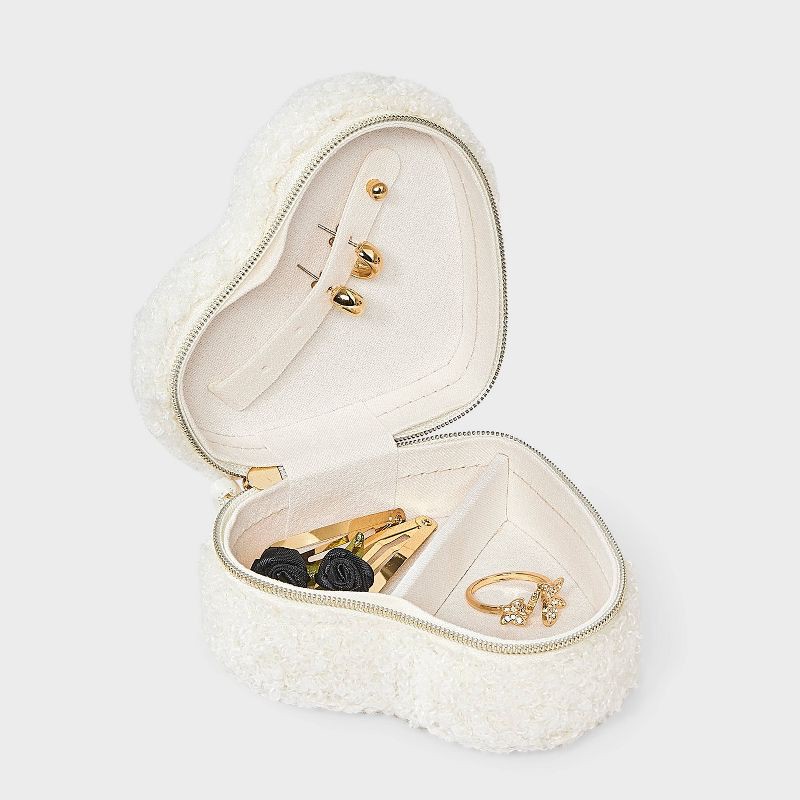 slide 2 of 2, Heart Travel Jewelry Organizer - A New Day™ Cream Shirling, 1 ct