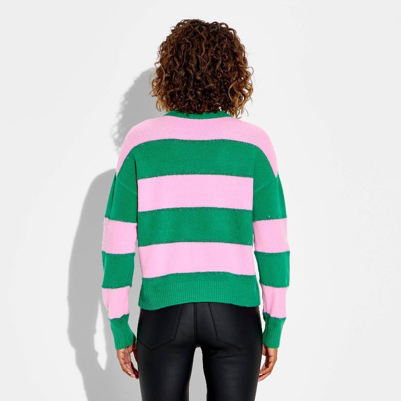 slide 2 of 3, 33 Degrees Women's Holly Jolly Festive Graphic Sweater - Multicolor Striped XXS, 1 ct