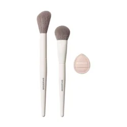 Morphe Blush Layering Tool Trio - 3pc: Synthetic Bristles, Wooden Handle, Multi-Use Brushes