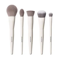 Morphe Portrait Mode Face Brush Set - 5pc: Synthetic Bristles, Wood Handle, Multipurpose Use, Contoured Tips