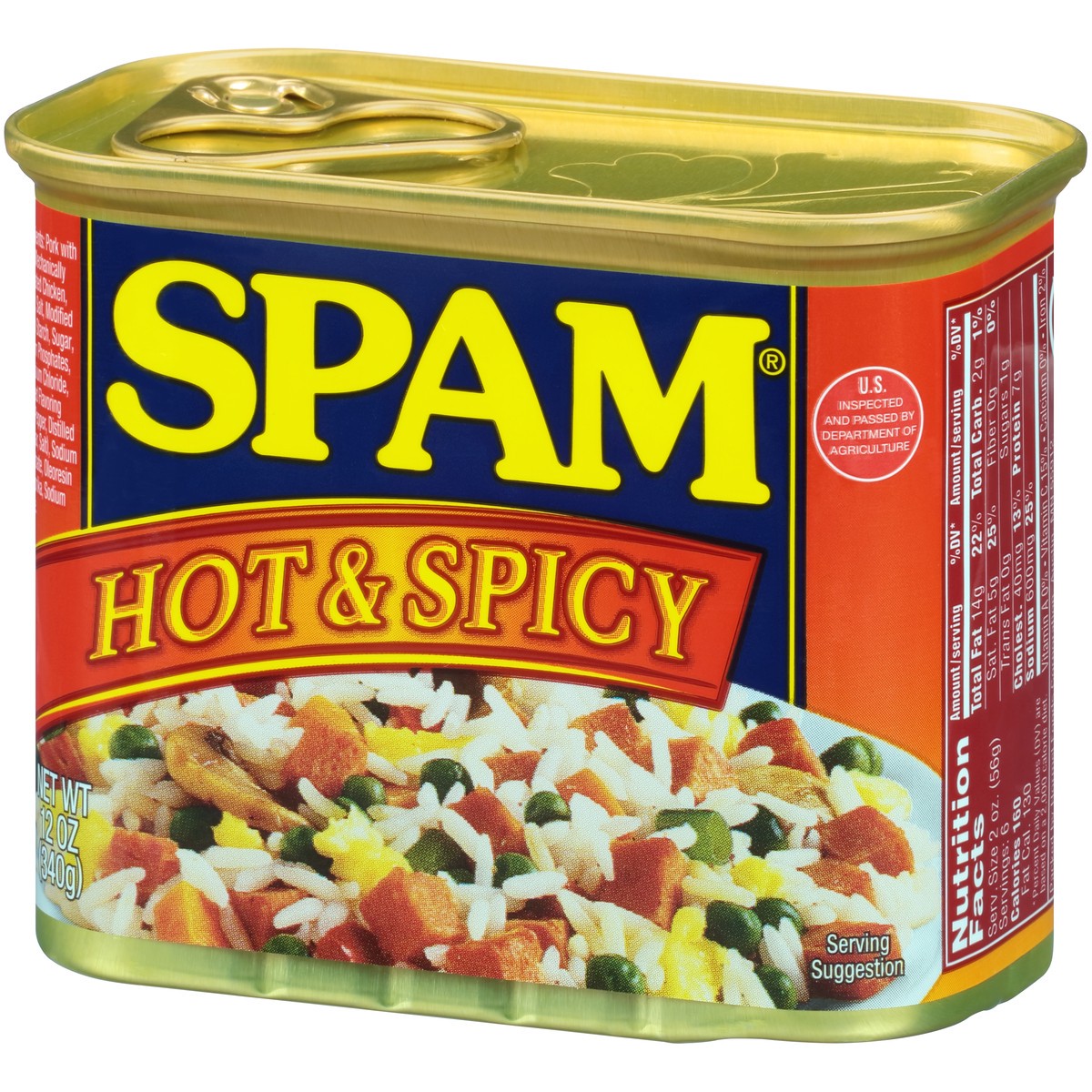 slide 3 of 9, SPAM Hot & Spicy Canned Meat 12 oz. Pull-Top Can, 12 oz