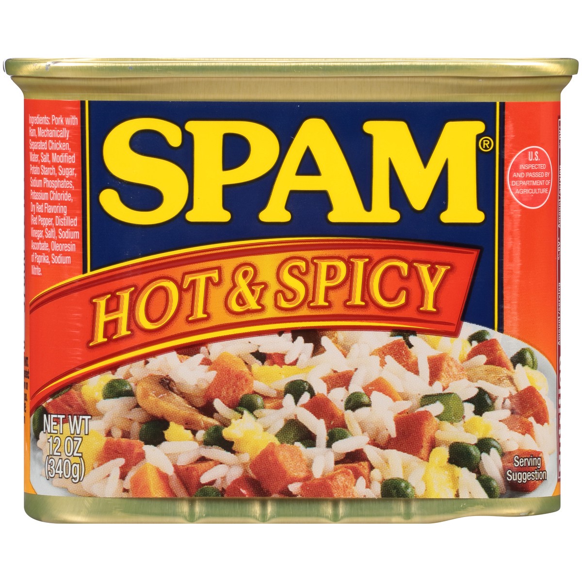 slide 1 of 9, SPAM Hot & Spicy Canned Meat 12 oz. Pull-Top Can, 12 oz