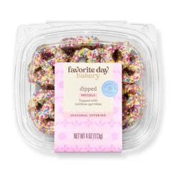 Enrobed White Pretzel with Rainbow Sprinkles - 4oz - Favorite Day™