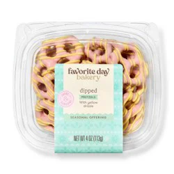 Enrobed Pink with Yellow Drizzle Pretzels - 4oz - Favorite Day™