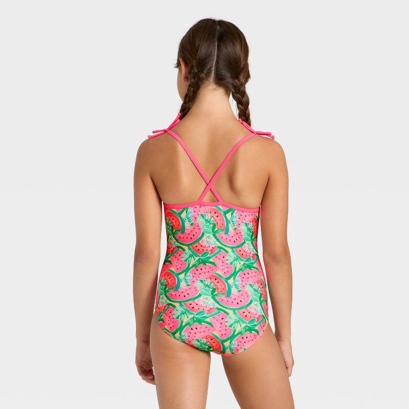 slide 2 of 3, Girls' Watermelon Toss One Piece Swimsuit - Cat & Jack™ Pink XS, 1 ct