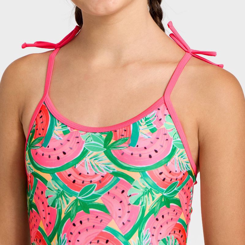 slide 3 of 3, Girls' Watermelon Toss One Piece Swimsuit - Cat & Jack™ Pink XS, 1 ct