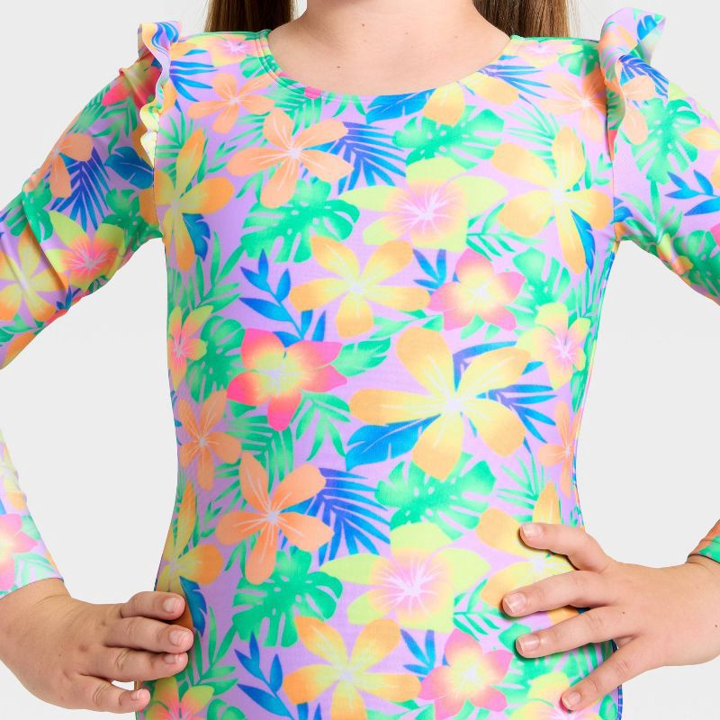 slide 3 of 3, Girls' Dreamy Floral Tropical One Piece Swimsuit - Cat & Jack™ M, 1 ct