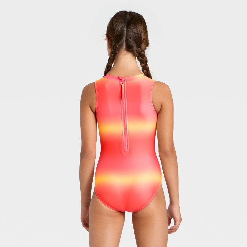 slide 2 of 3, Girls' Gradient Glow One Piece Swimsuit - Cat & Jack™ Orange M, 1 ct