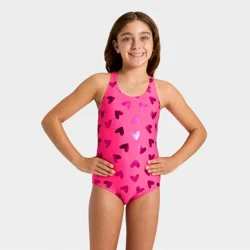 Girls' Cutie Hearts One Piece Swimsuit - Cat & Jack™ Pink L