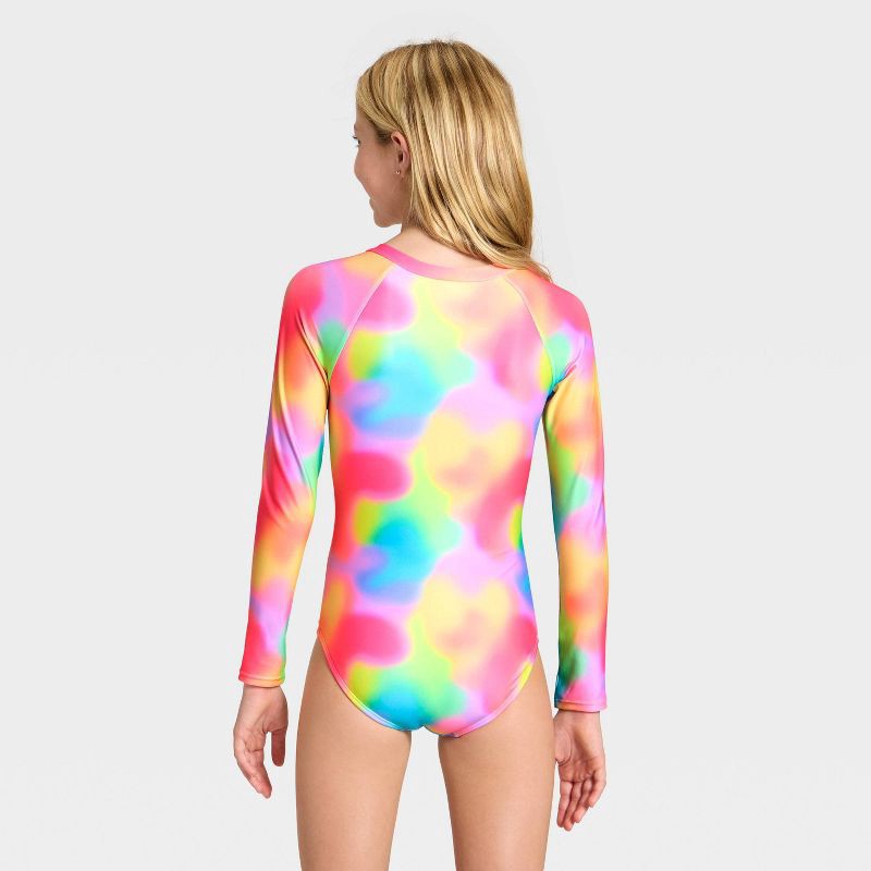 slide 2 of 3, Girls' Long Sleeve Color Splash One Piece Swimsuit - Cat & Jack™ XS, 1 ct