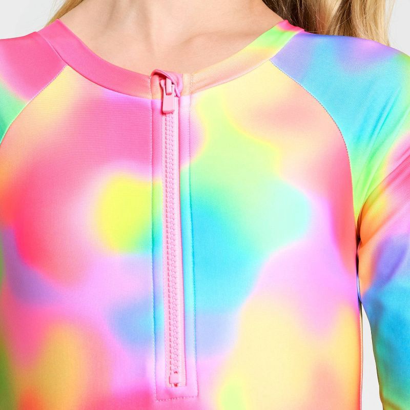 slide 3 of 3, Girls' Long Sleeve Color Splash One Piece Swimsuit - Cat & Jack™ XS, 1 ct