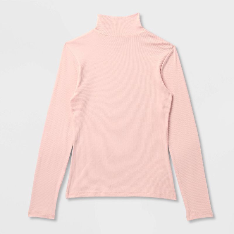 slide 4 of 4, Women's Long Sleeve Ribbed Turtleneck Top - A New Day™ Pink XL, 1 ct