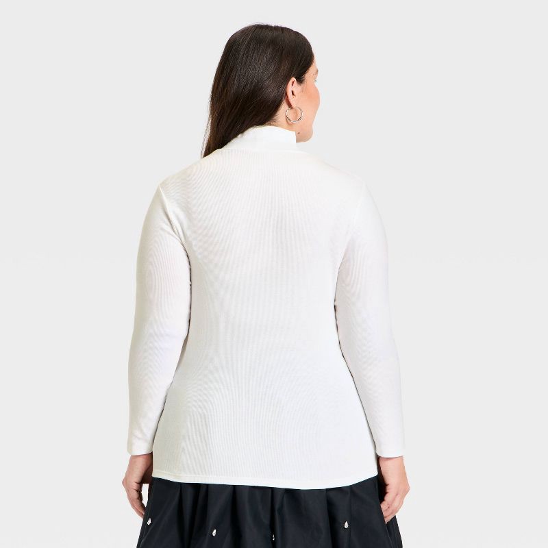 slide 2 of 3, Women's Long Sleeve Ribbed Turtleneck Top - A New Day™ White XXL, 1 ct