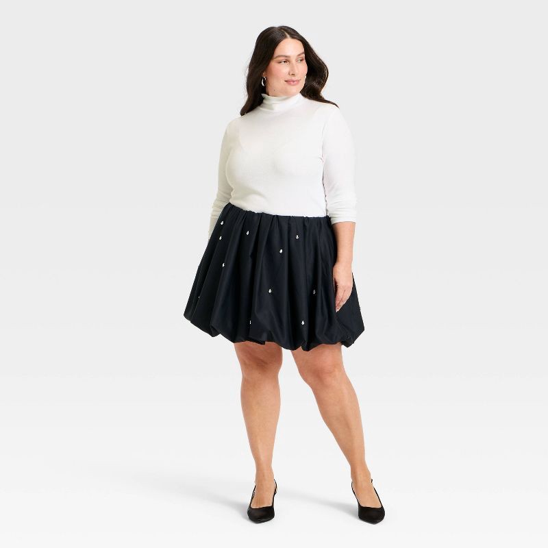 slide 3 of 3, Women's Long Sleeve Ribbed Turtleneck Top - A New Day™ White XXL, 1 ct