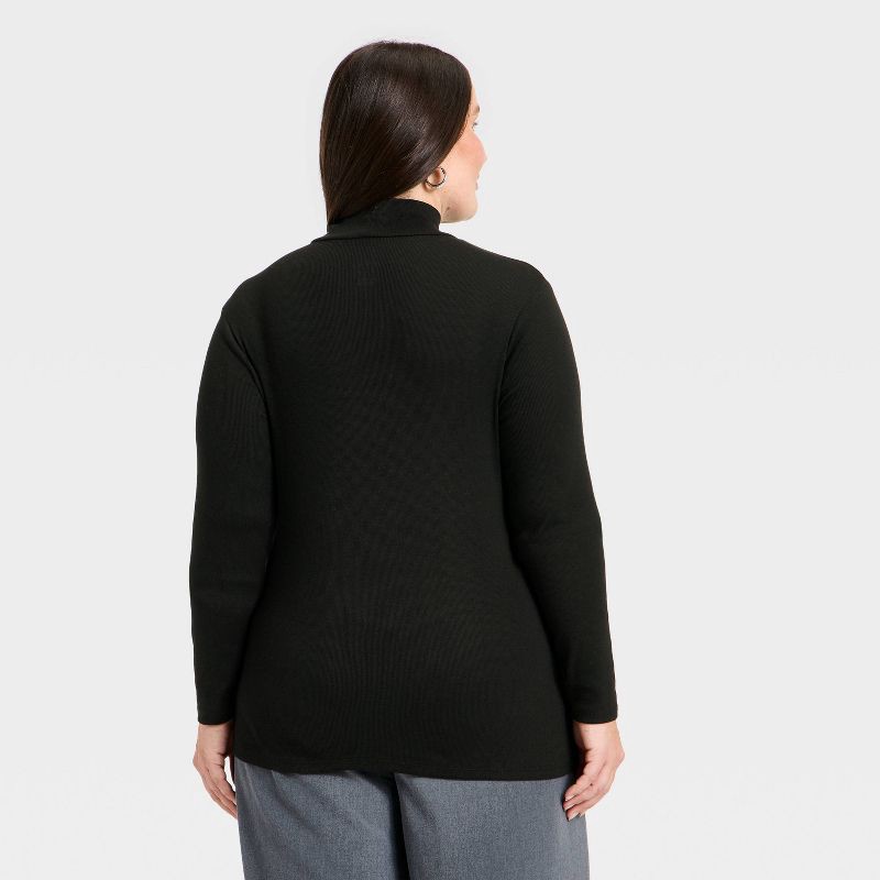 slide 2 of 3, Women's Long Sleeve Ribbed Turtleneck Top - A New Day™ Black XXL, 1 ct