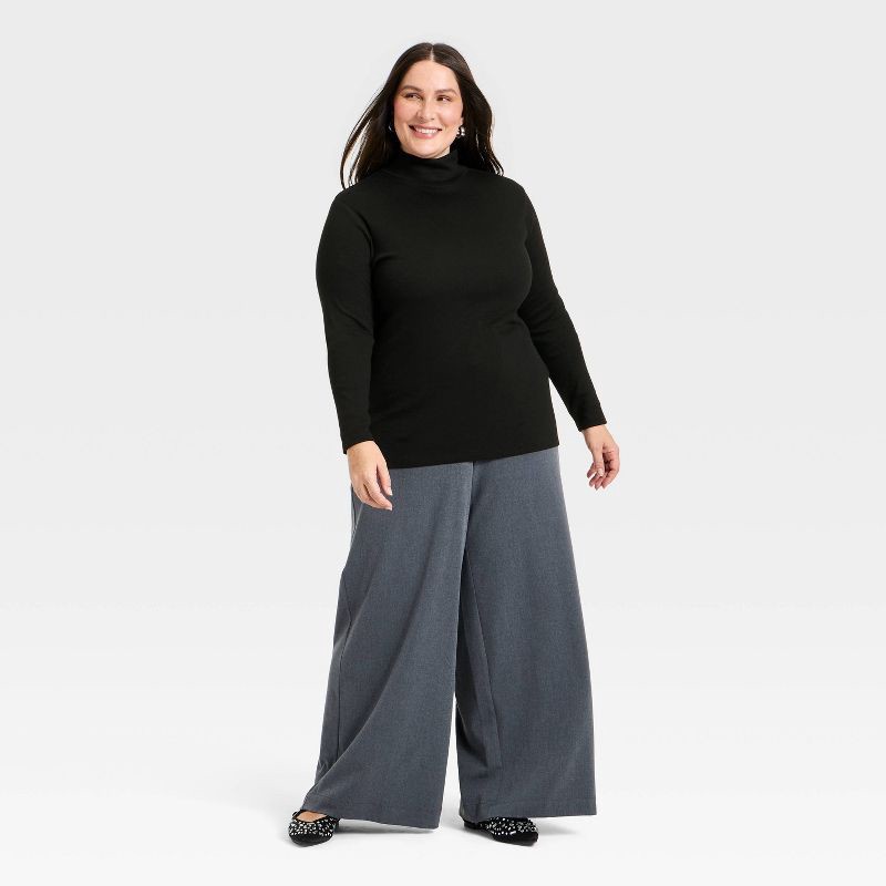 slide 3 of 3, Women's Long Sleeve Ribbed Turtleneck Top - A New Day™ Black XXL, 1 ct