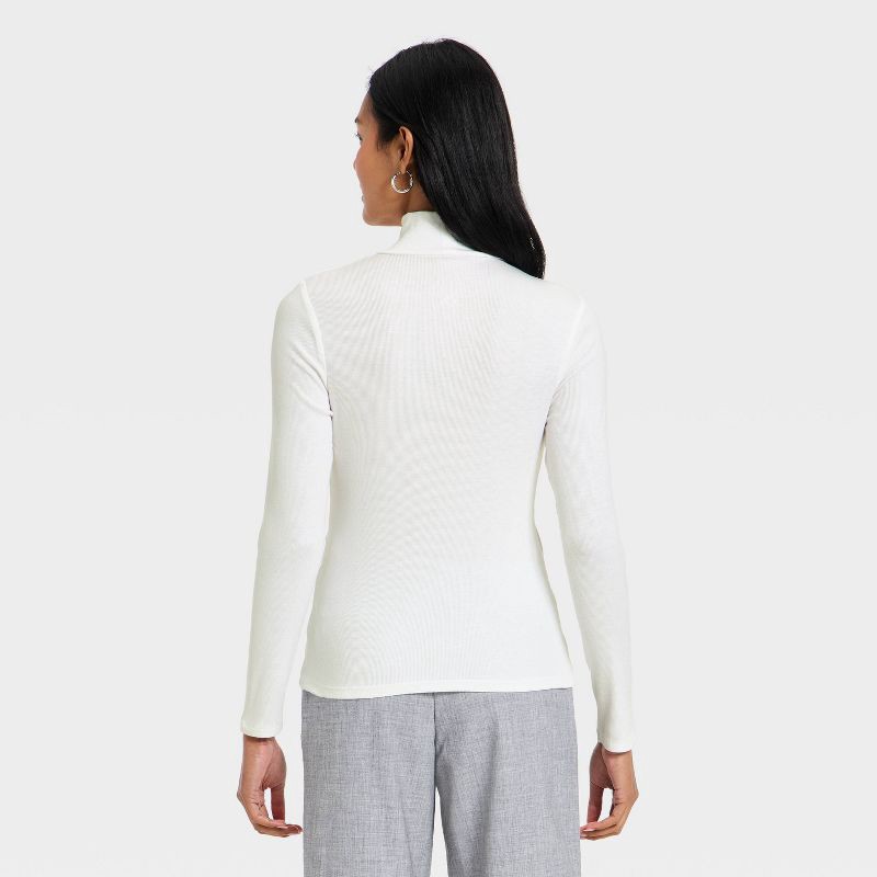 slide 2 of 4, Women's Long Sleeve Ribbed Turtleneck Top - A New Day™ White XL, 1 ct