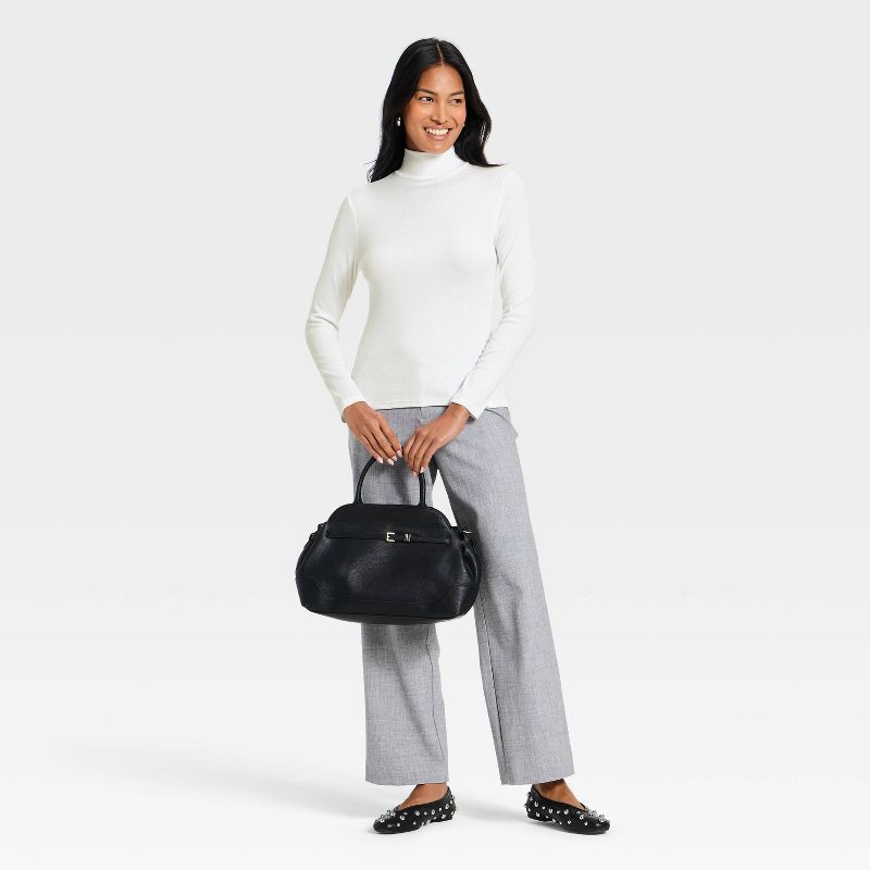 slide 3 of 4, Women's Long Sleeve Ribbed Turtleneck Top - A New Day™ White XL, 1 ct