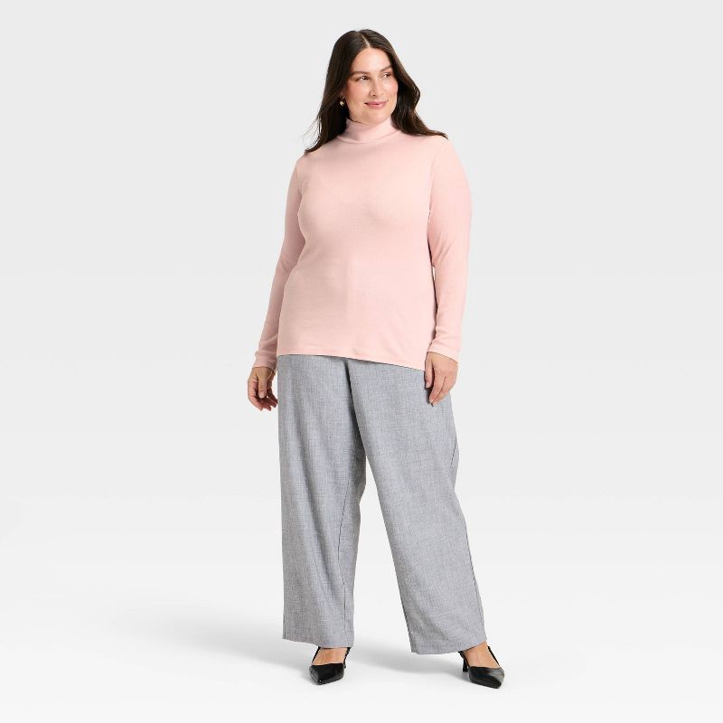 slide 3 of 3, Women's Long Sleeve Ribbed Turtleneck Top - A New Day™ Pink XXL, 1 ct
