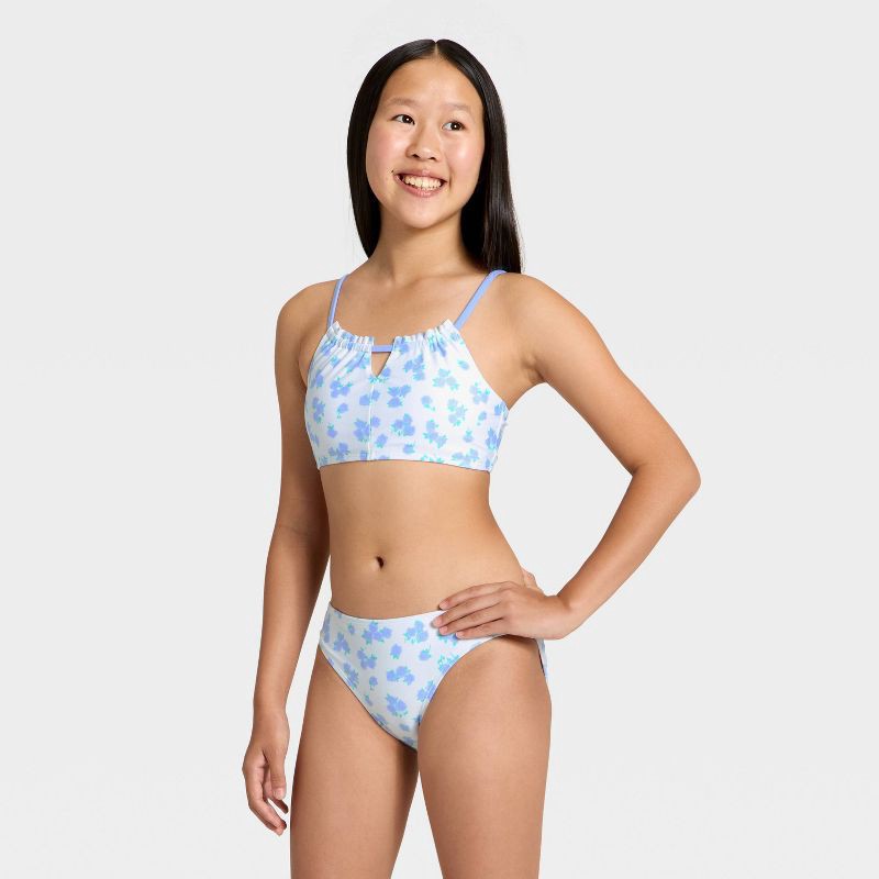 slide 1 of 3, Girls' Ditsy Rose Energy Bikini Set - art class™ S, 1 ct
