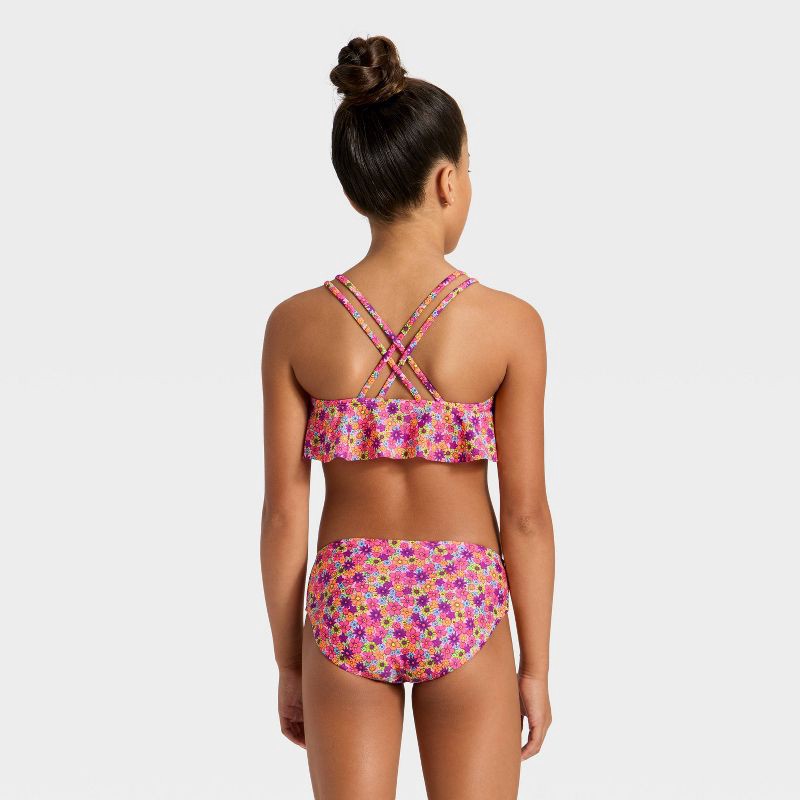 slide 2 of 3, Girls' Fancy Floret One Piece Swimsuit - Cat & Jack™ Pink L, 1 ct