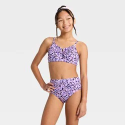 Girls' Leopard Dreams Bikini Set - art class™ Purple XS
