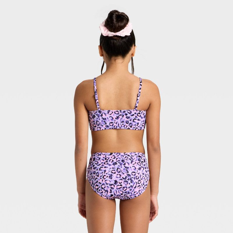 slide 2 of 3, Girls' Leopard Dreams Bikini Set - art class™ Purple M, 1 ct