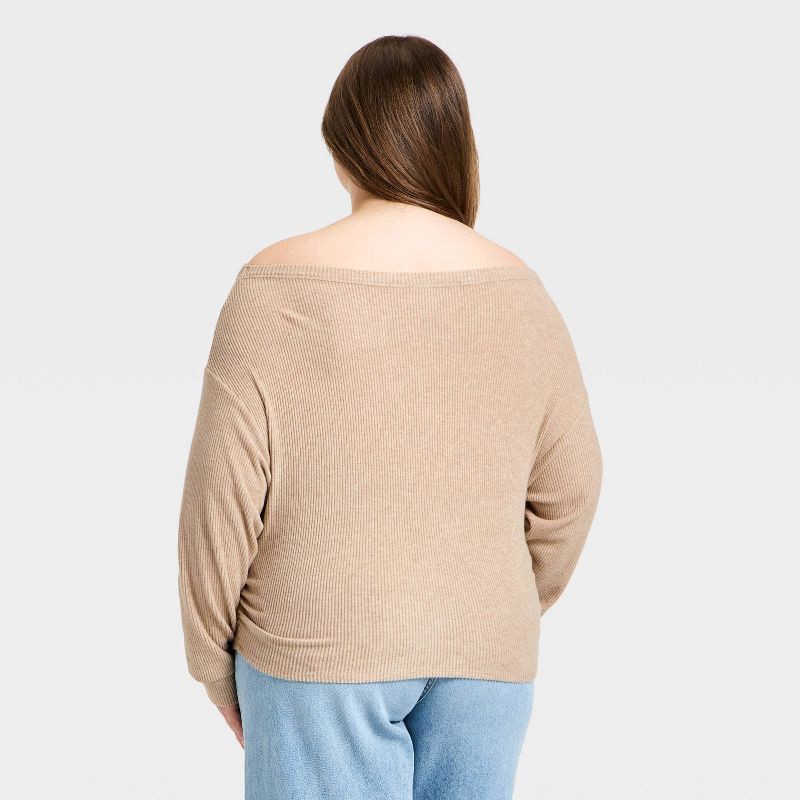 slide 2 of 3, Women's Off the Shoulder Top - Universal Thread™ Oatmeal XXL, 1 ct