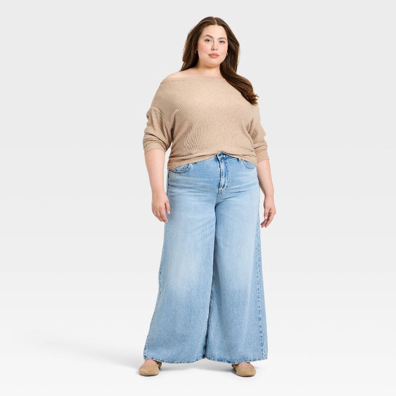 slide 3 of 3, Women's Off the Shoulder Top - Universal Thread™ Oatmeal XXL, 1 ct