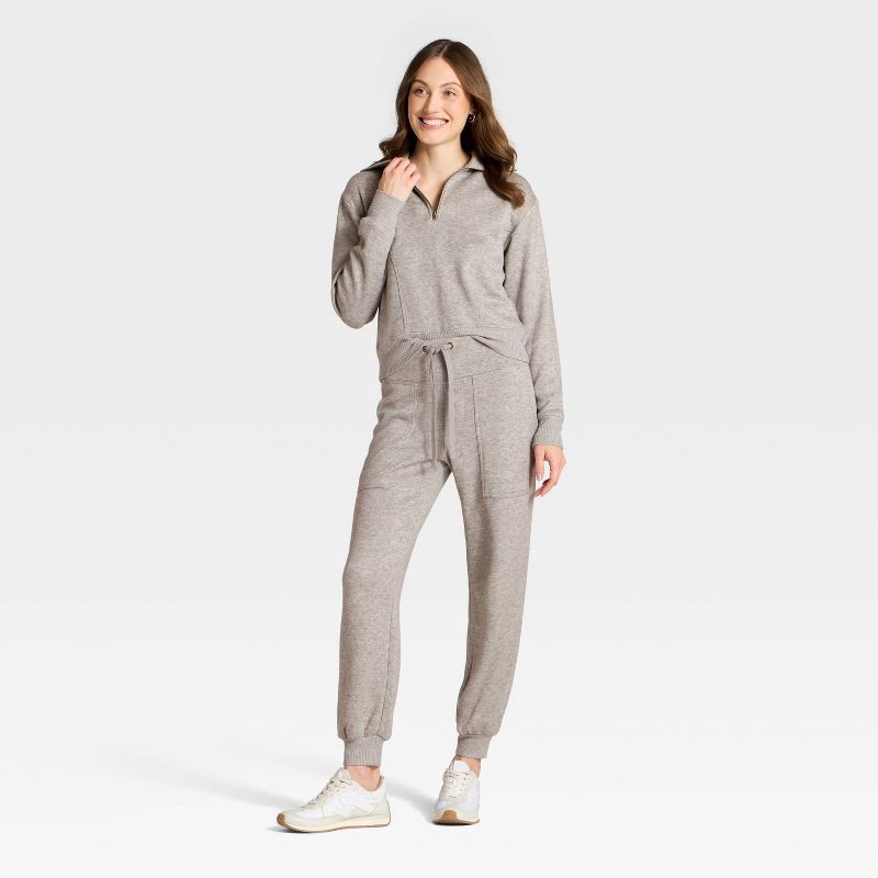 slide 3 of 3, Women's High-Rise Knit Joggers - Universal Thread™ Heather Gray S, 1 ct