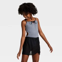 Girls' Gingham Love Swimwear Set - art class™ Black XS