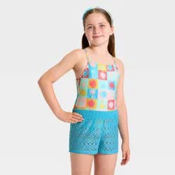 Girls' Tropical Checker Swimwear Set - Cat & Jack™ XS