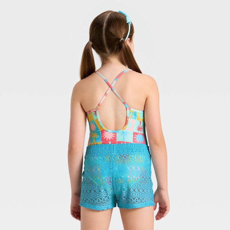 slide 4 of 4, Girls' Tropical Checker Swimwear Set - Cat & Jack™ M, 1 ct
