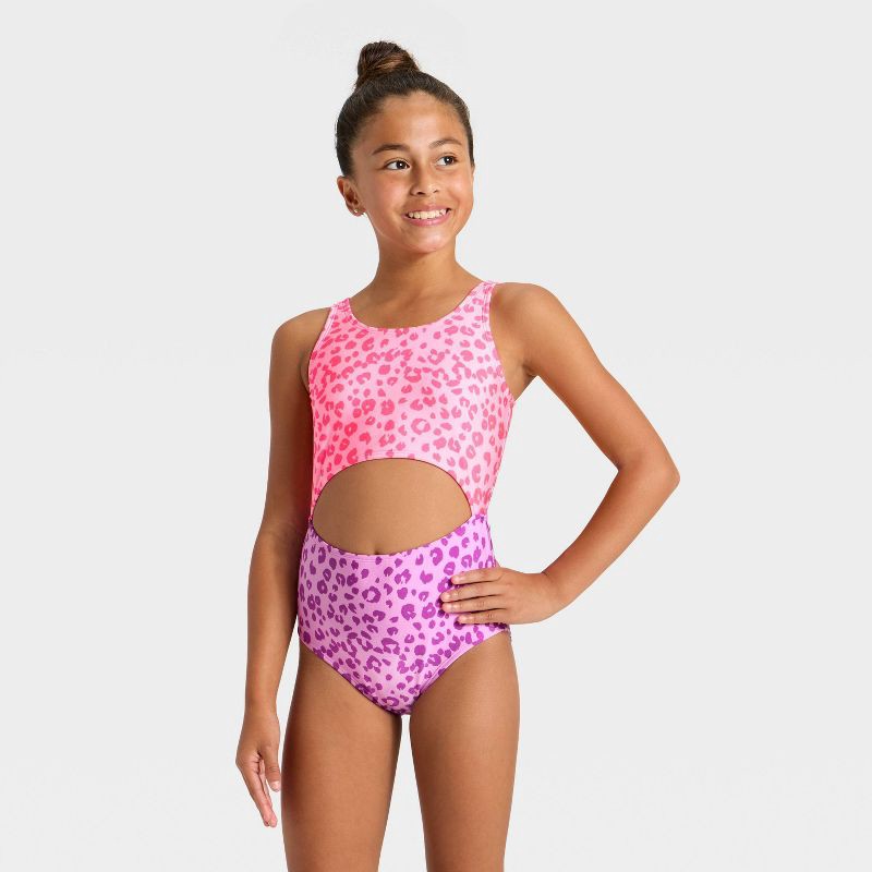 slide 3 of 4, Girls' Cheetalicious Swimwear Set - Cat & Jack™ Pink S, 1 ct