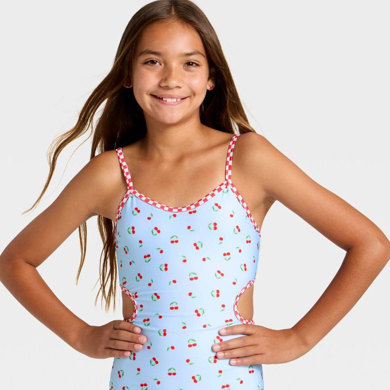 slide 3 of 3, Girls' Cherry Pie One Piece Swimsuit - art class™ M, 1 ct