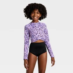 Girls' Leopard Dreams One Piece Swimsuit - art class™ Purple L
