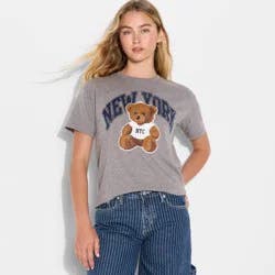 Grayson Threads Women's New York Bear Graphic T-Shirt - Heather Gray XXS
