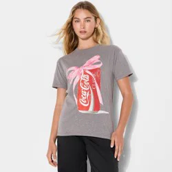 Women's Coca-Cola Bow Short Sleeve Graphic T-Shirt - Gray M