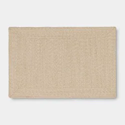 2'x3' Natural Woven Rectangular Braided Outdoor Accent Rug Heathered Cream - Threshold™