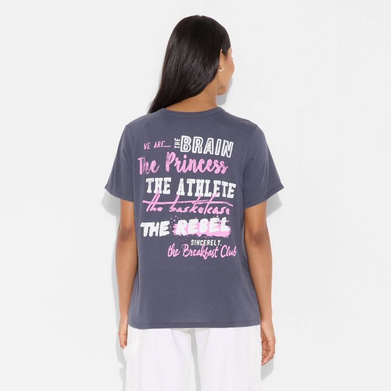 slide 3 of 4, Women's The Breakfast Club Short Sleeve Graphic T-Shirt - Black M, 1 ct