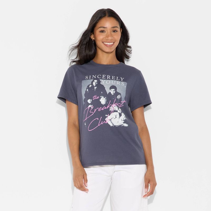 slide 2 of 4, Women's The Breakfast Club Short Sleeve Graphic T-Shirt - Black XL, 1 ct