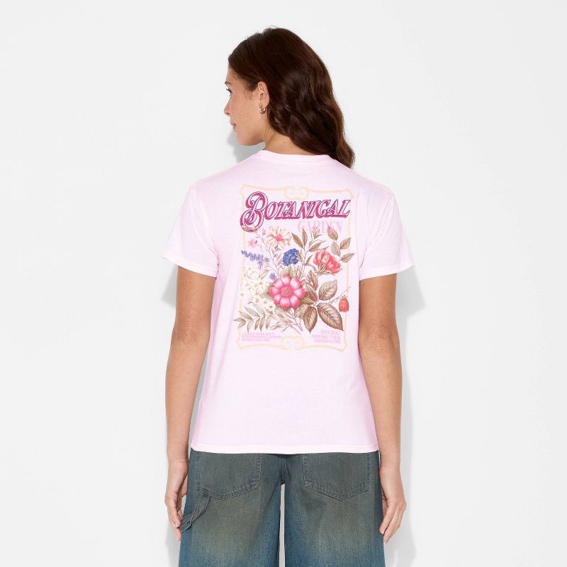 slide 3 of 3, Modern Lux Women's Botanical Garden Short Sleeve Graphic T-Shirt - Light Pink M, 1 ct