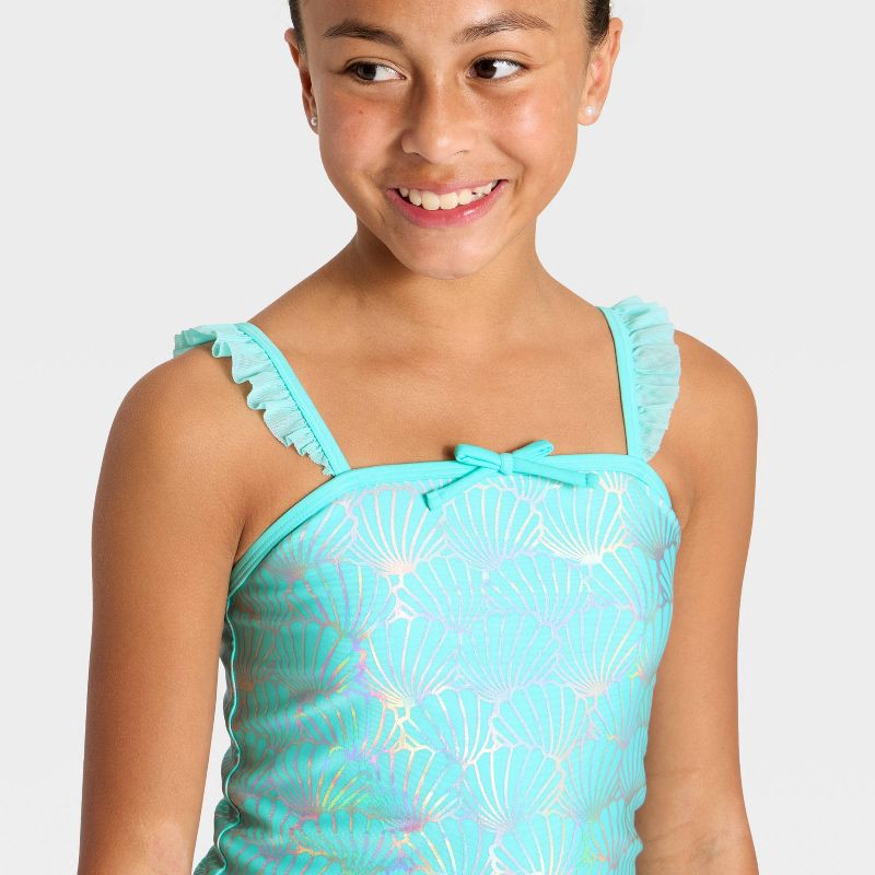 slide 3 of 3, Girls' Foil Seashells Tankini Set - Cat & Jack™ S, 1 ct