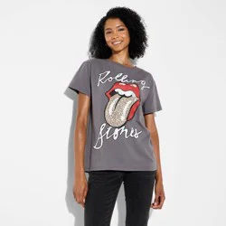 Women's The Rolling Stones Leppard Short Sleeve Graphic T-Shirt - Gray S
